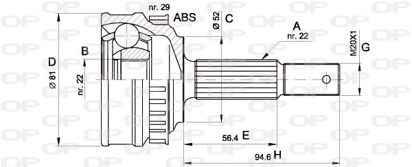 OPEN PARTS Шарнирный комплект, приводной вал CVJ5053.10